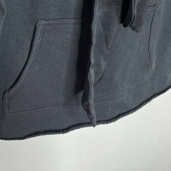 Avec Les Filles Cropped Short Sleeve Hooded Sweatshirt Top Black Womens Small - Picture 5 of 8